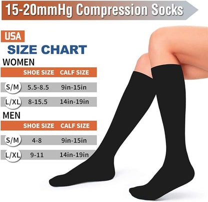 A Sizing Chart for office compression socks.