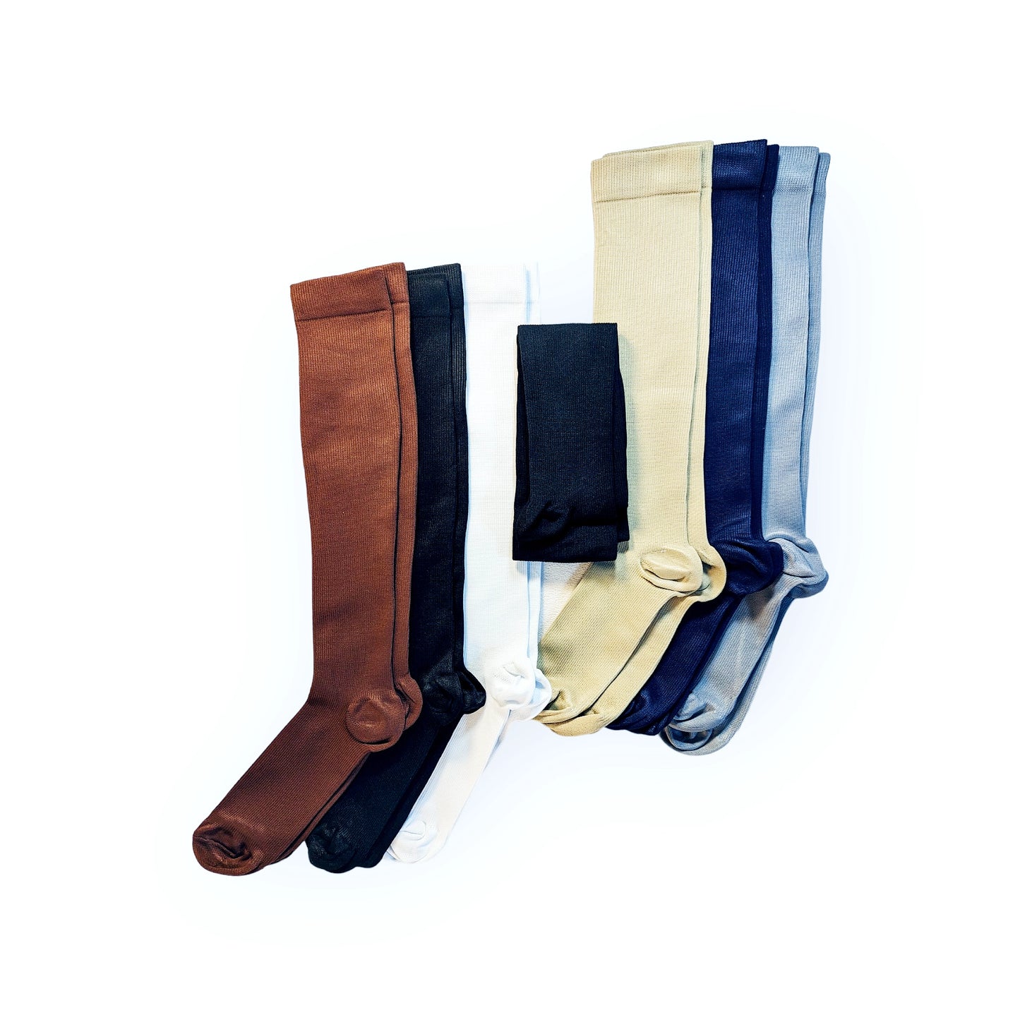 7 pairs of compression socks in office colors